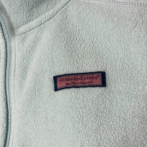 Vineyard Vines Fleece Vest Womens Medium Light Sea Green Full Zip - Picture 2 of 6
